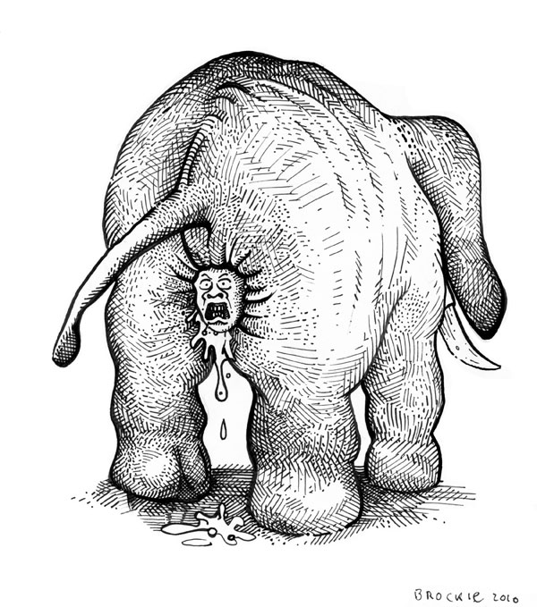 Elephant Buttplug Elephant Buttplug Pen and Ink 2010